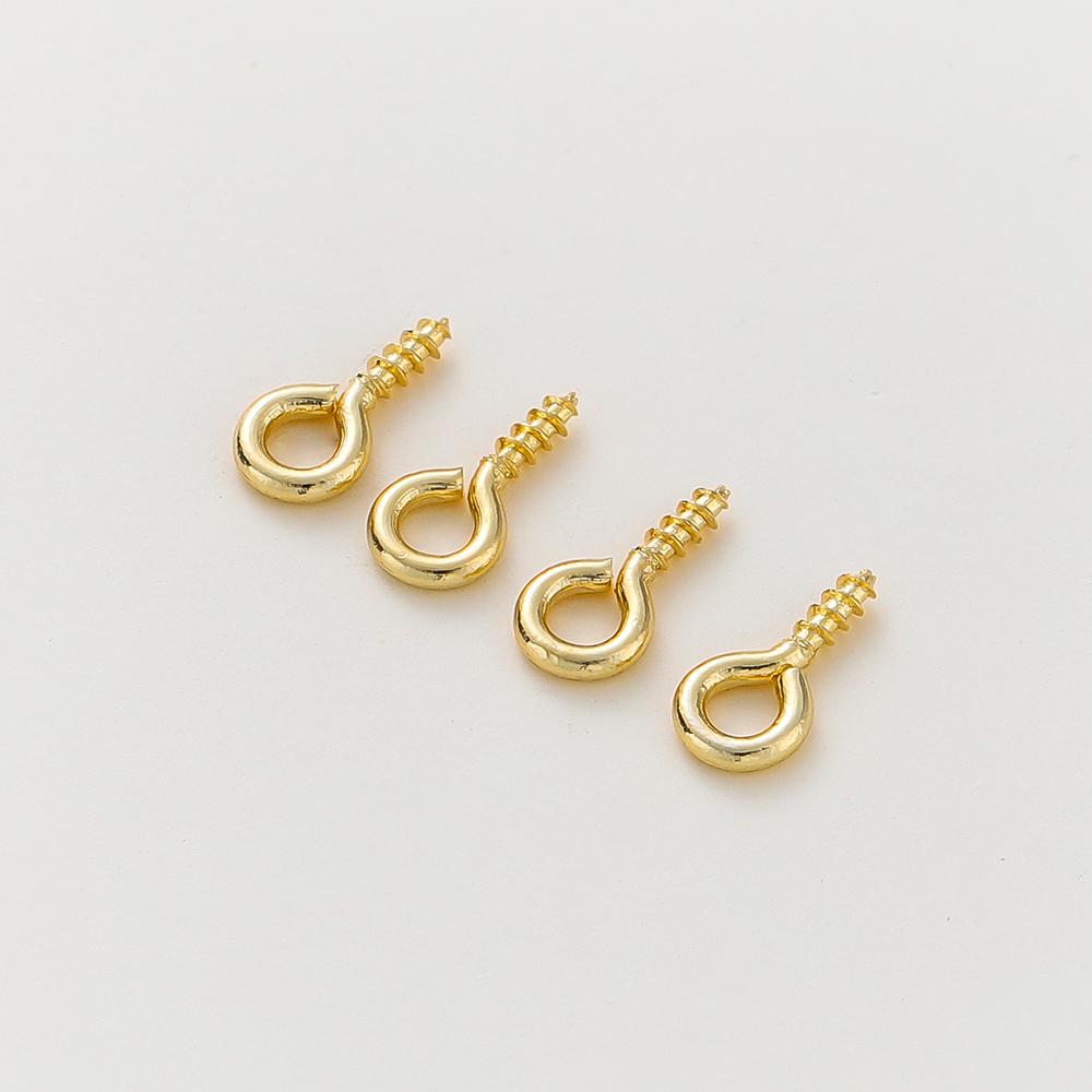 50pcs/lot 14K/18K Gold Plated Silver 8mm 10mm Screw Eye Pins Hooks Pendants Connectors Pins For Necklace Jewelry Accessories