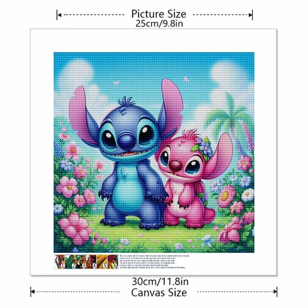 5D DIY Diamond Painting Decorative Stitch and His Girlfriend Full Round Drill Scenery Diamond Embroidery Cross Stitch Kits Home Decor Gift