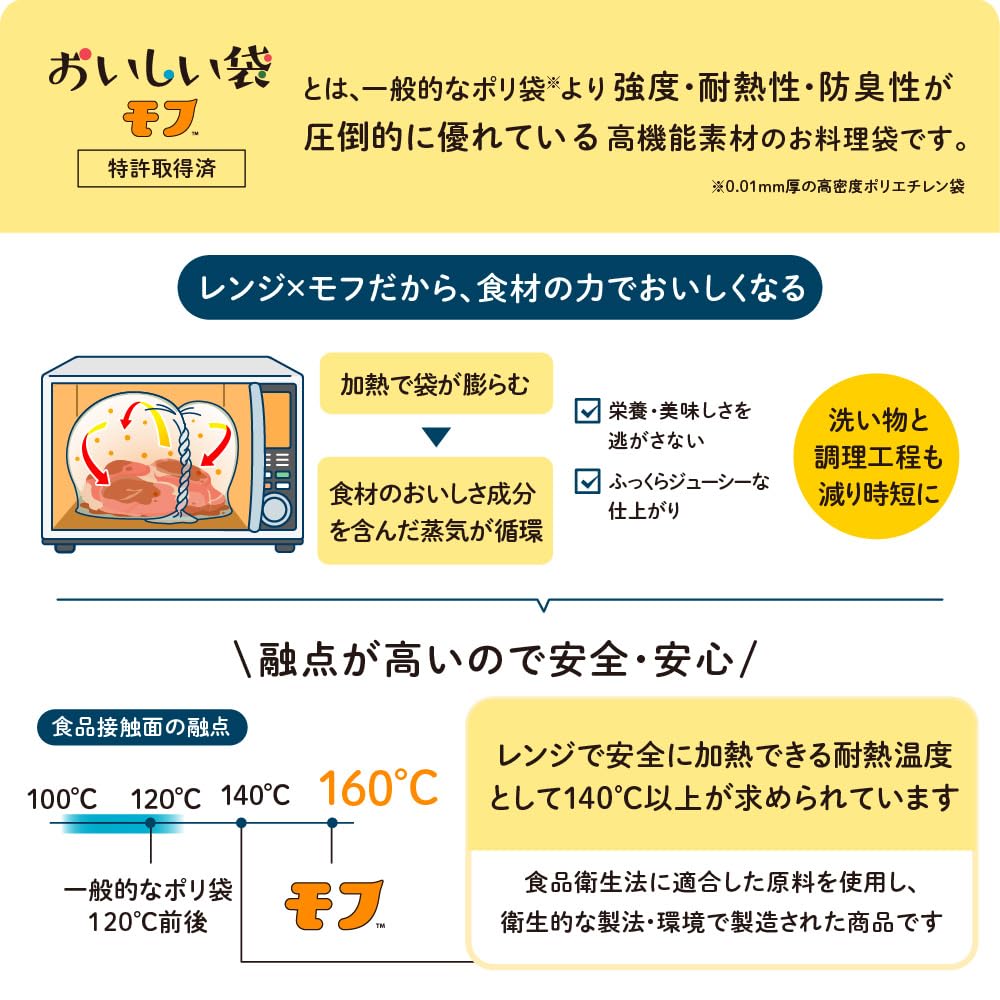 BOS Delicious sáček Moff Moff M 90 kusů Sáček na vaření Sáček na vaření Taipa Snadná úspora času Snadno Pohodlné Vyrobeno v Japonsku Vysoký výkon Teplo
