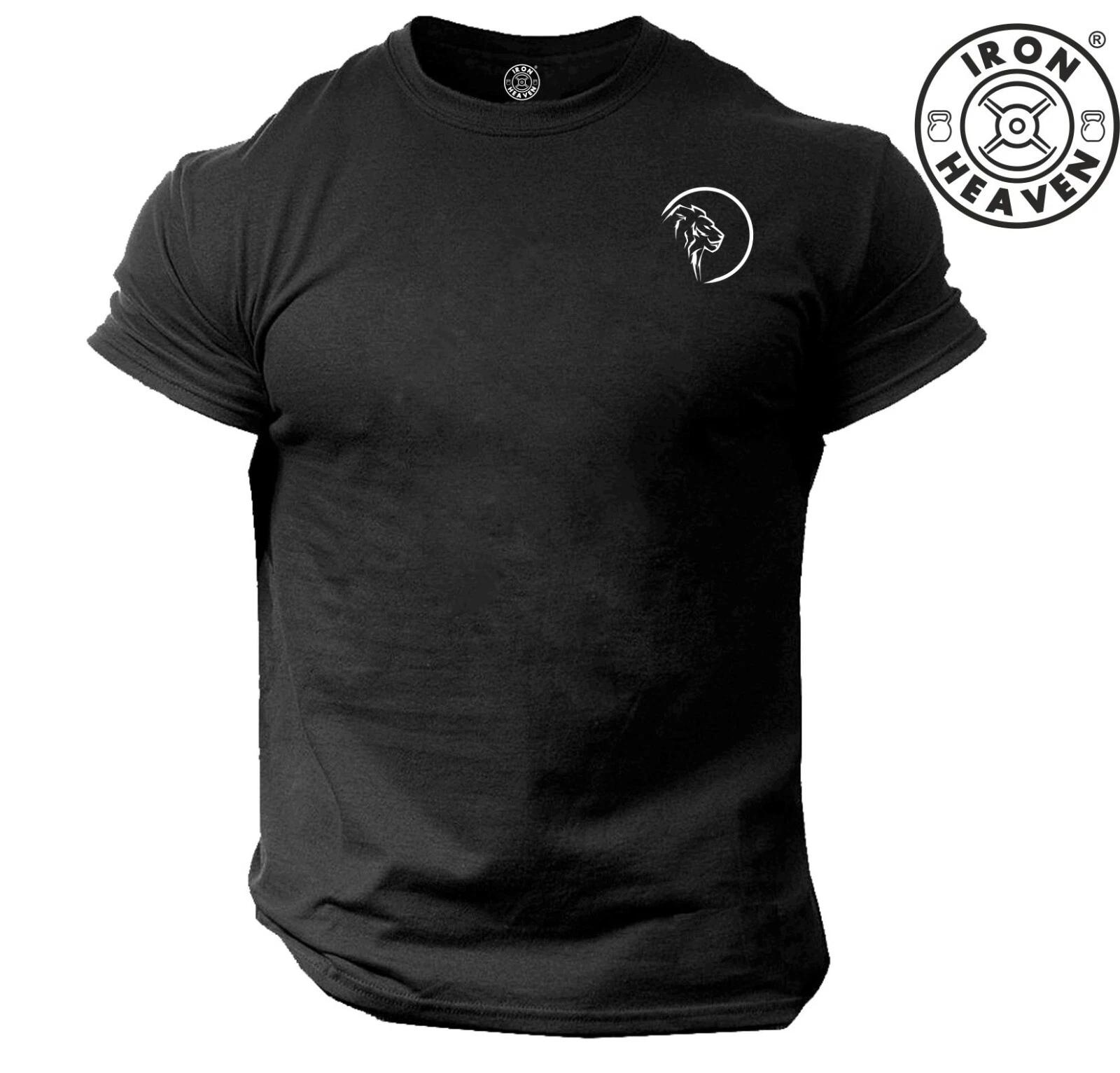 Lion T Shirt Pocket Gym Clothing Bodybuilding Training Workout Exercise MMA Top XL