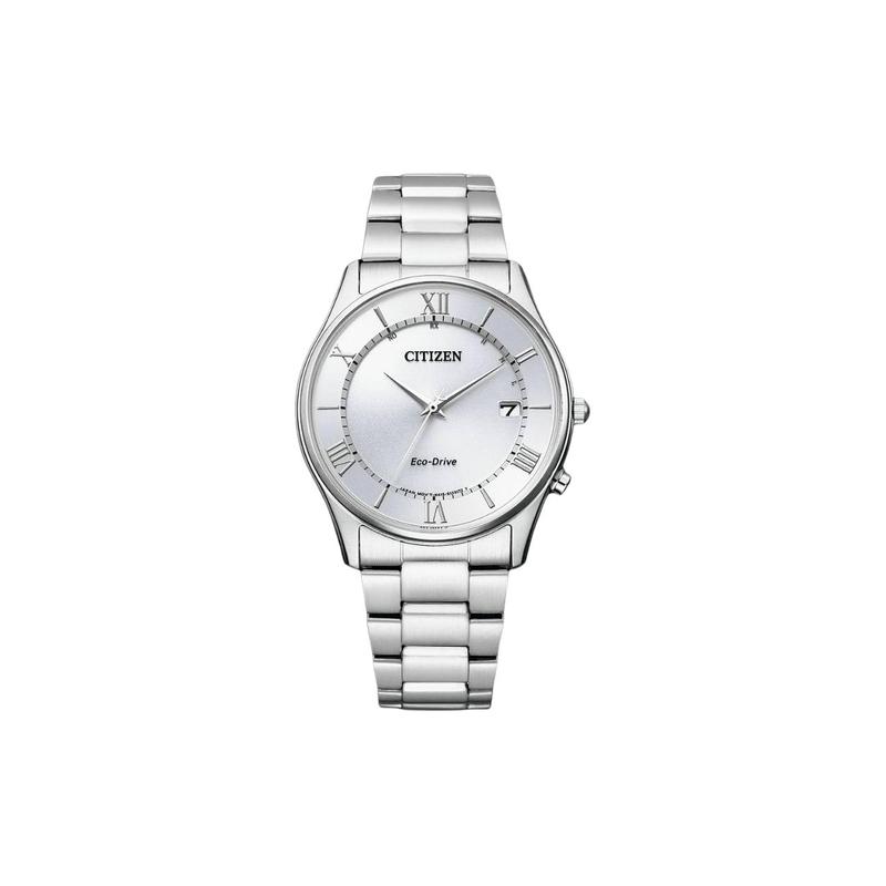 

CITIZEN 50 meters waterproof solar Quartz Steel Strap men s watch white dial AS1060-54A синій