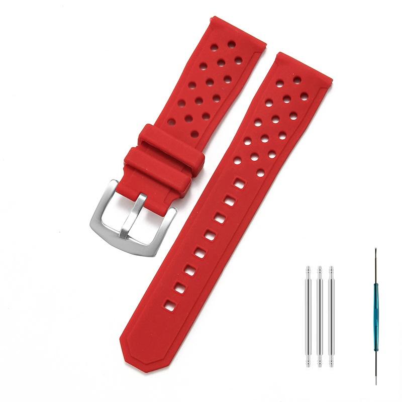 22mm Watch Strap For TAG Heuer F1 Monaco Carrera Formula 1 Watchband Air Vent Hole Wristband Rubber Silicone Bracelet Accessory