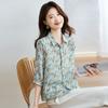 Summer new fashion temperament printed lapel silk short-sleeved shirt mulberry silk shirt shirt shirt top