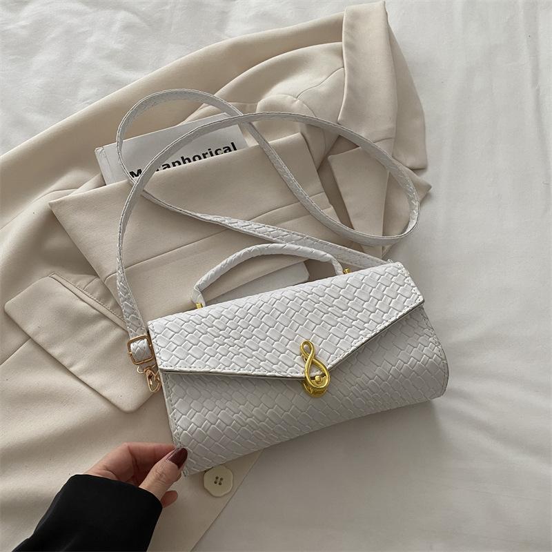 

2025 новая плетеная сумка, сумка-багет на одно плечо, высококлассная горизонтальная ручная вечерняя сумка, сумка кроссбоди, универсальная сумка белый