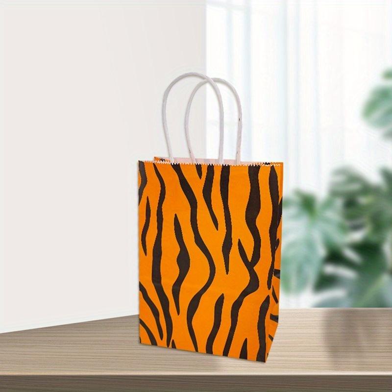 24Pcs, Large Capacity Kraft Paper Hand-Held Gift Bags with Cow Patterned Spotted Design for Holiday Decoration, Birthday Party