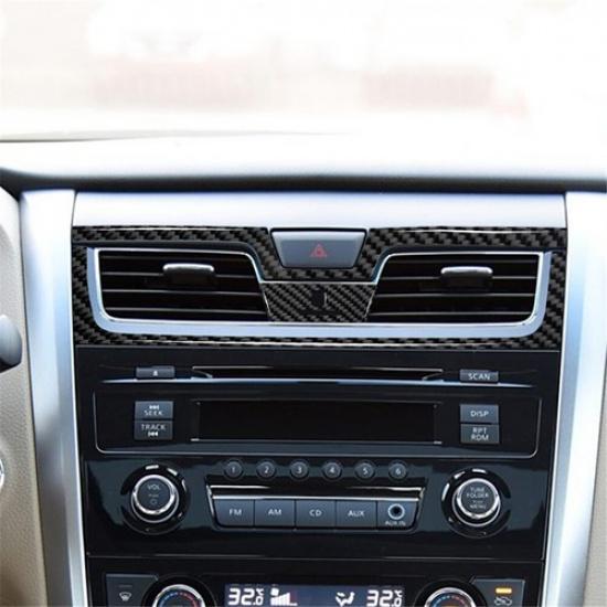 3Pcs Carbon Fiber Center Air Vent Outlet Cover Trim For Nissan Altima Sedan