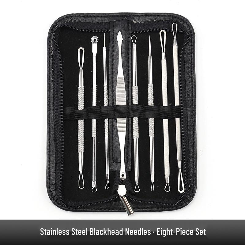 Stainless Steel Double-Headed Blackhead Remover & Acne Needle 7-Piece Beauty Set