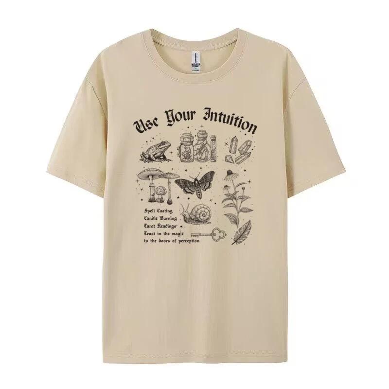 

Vintage Mystical Halloween TShirts Gothic Witch Graphic T Shirt Women Retro Spooky Season Tops Dark Academia Aesthetic Clothes 2XL