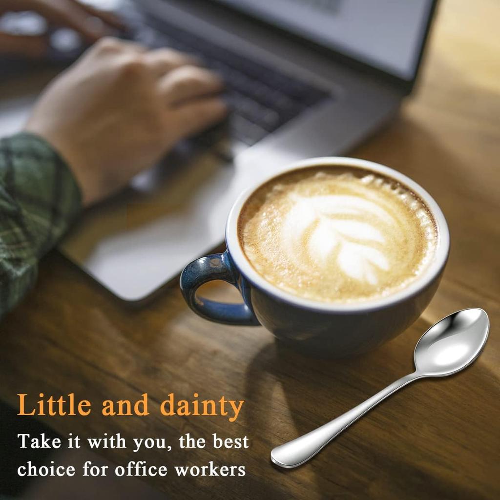 Kyraton 5.5" Mini Coffee Spoons - Stainless Steel, Set of 6 for Parties & Weddings