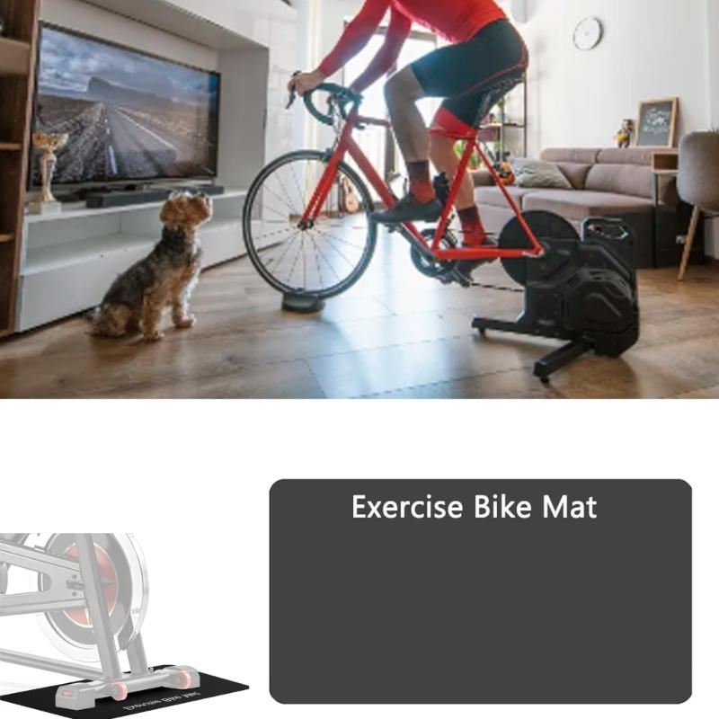 2Pcs Thick Gym Equipment Mat Floor Protector Exercise Bike Trainer Mat Nonslip Elliptically Treadmill Pad Easy to Use