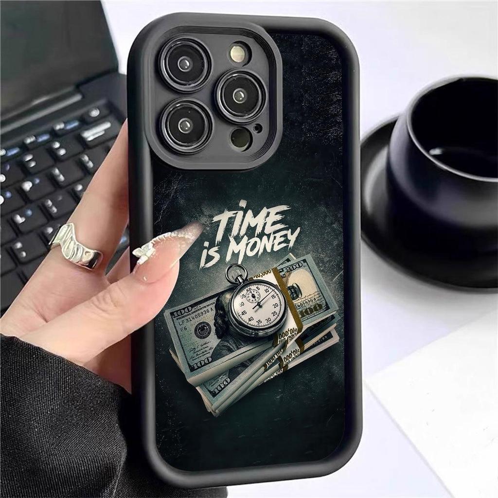 Time is Money Black Groove Phone Case for iPhone 15/16/17 Pro Max