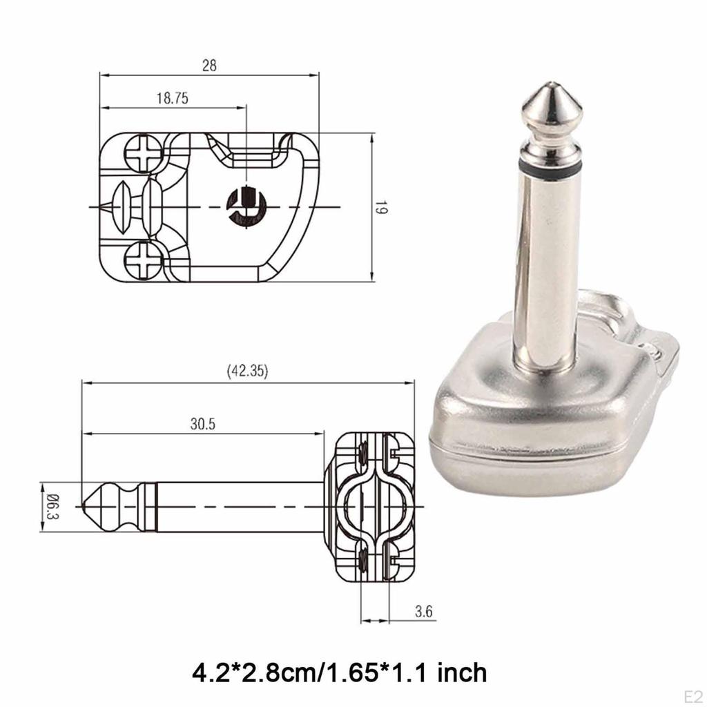Guitar Effects Pedal Connector Jack Plug 6.35mm 1/4 Inch Right Angle DIY