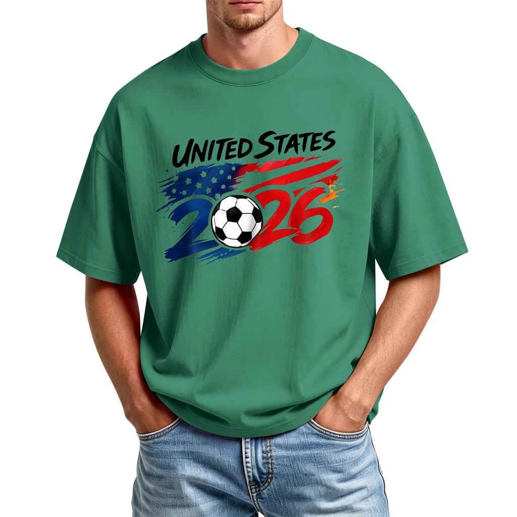 Men's Printed Round Neck T-Shirt Casual Sports Short-Sleeve Top
