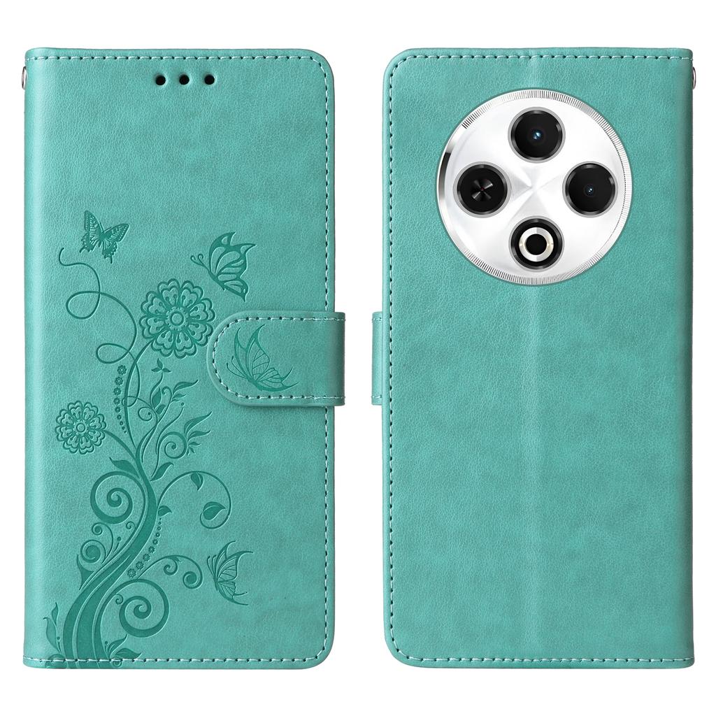 For TECNO Spark 30 4G Leather Case Butterfly Floral Imprint Wallet Stand Cover