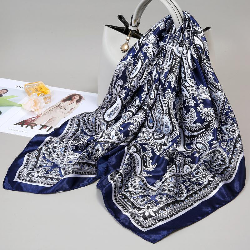90 Square Scarves, Silk Scarves, Women's New Spring and Summer High-end Sense Versatile, Thin Scarves, Shawls Outside