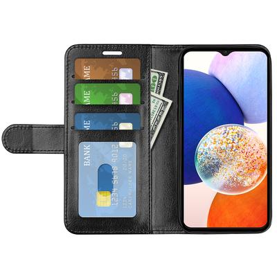 For Samsung Galaxy M14 5G Leather Phone Case Wallet Crazy Horse Texture Stand Phone Cover