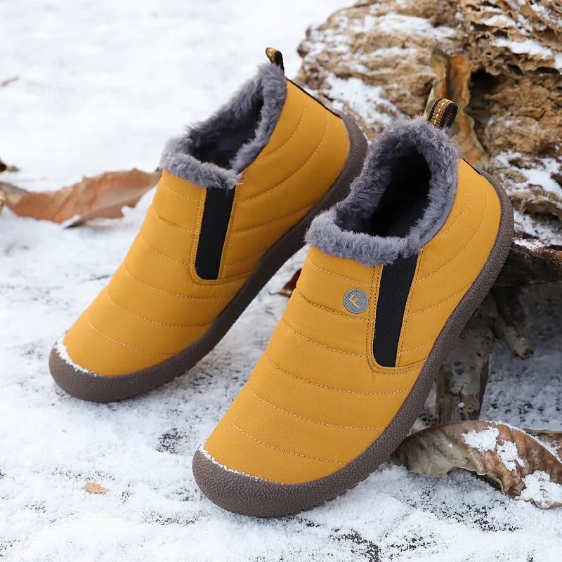 

Fashion Golden Sapling Winter Waterproof Warm Shoes Unisex Fashion Outdoor Flats Men Low Cut Thermal Loafers Leisure Casual Shoes Lovers 48 жёлтый