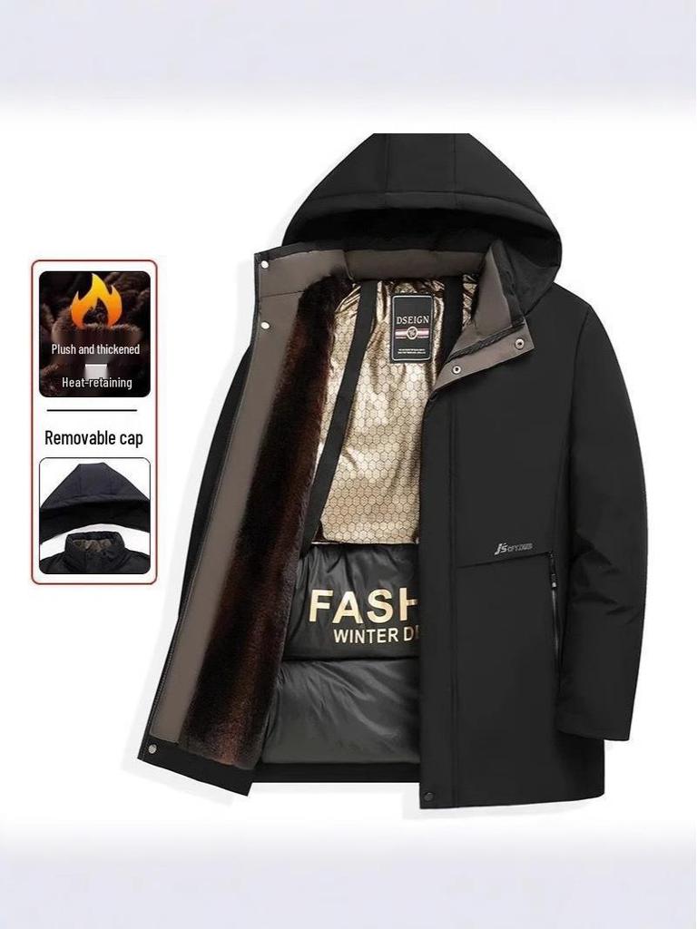 2024 Winter Men's Graphene Cotton Parka with Warm Detachable Hood