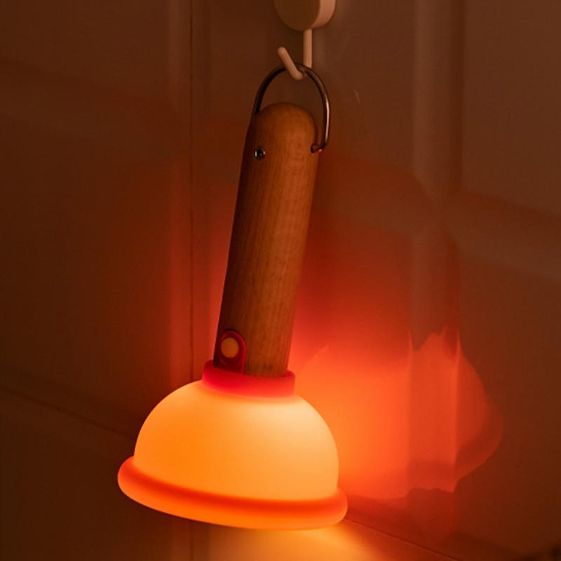 Plunger Night Light Cute LED Lamp Toilet Plunger Shape USB Charging Desktop Desktop Nightstand Light For Bedroom Table Desk