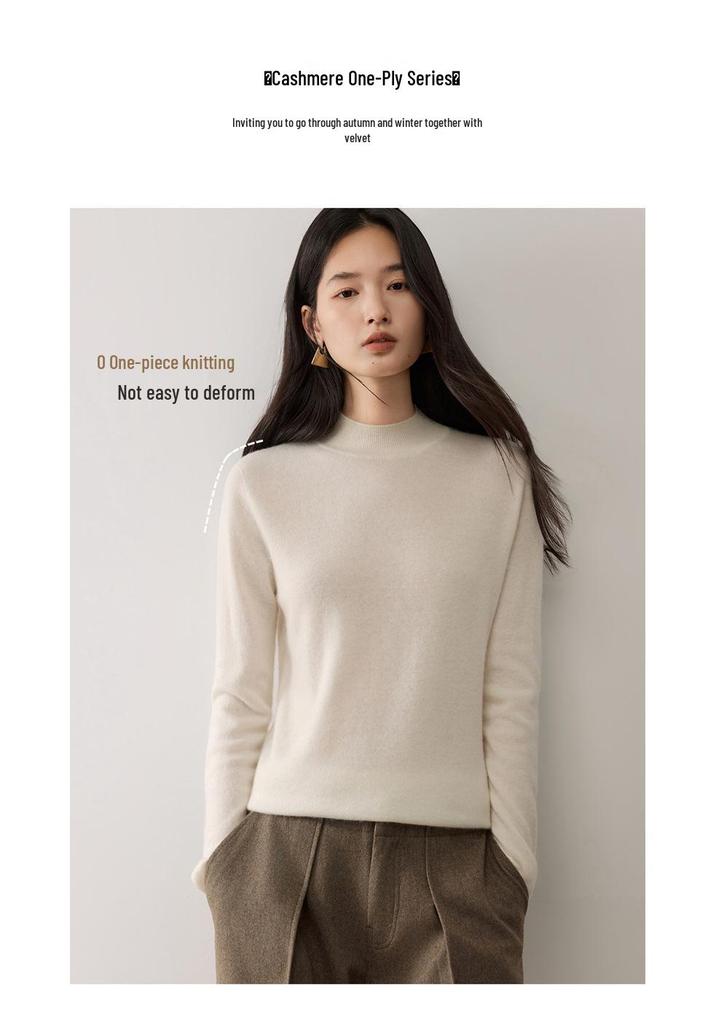 Lekasha Women's Seamless 12-Gauge Cashmere Knitwear: Autumn/Winter Half-High Neck Sweater