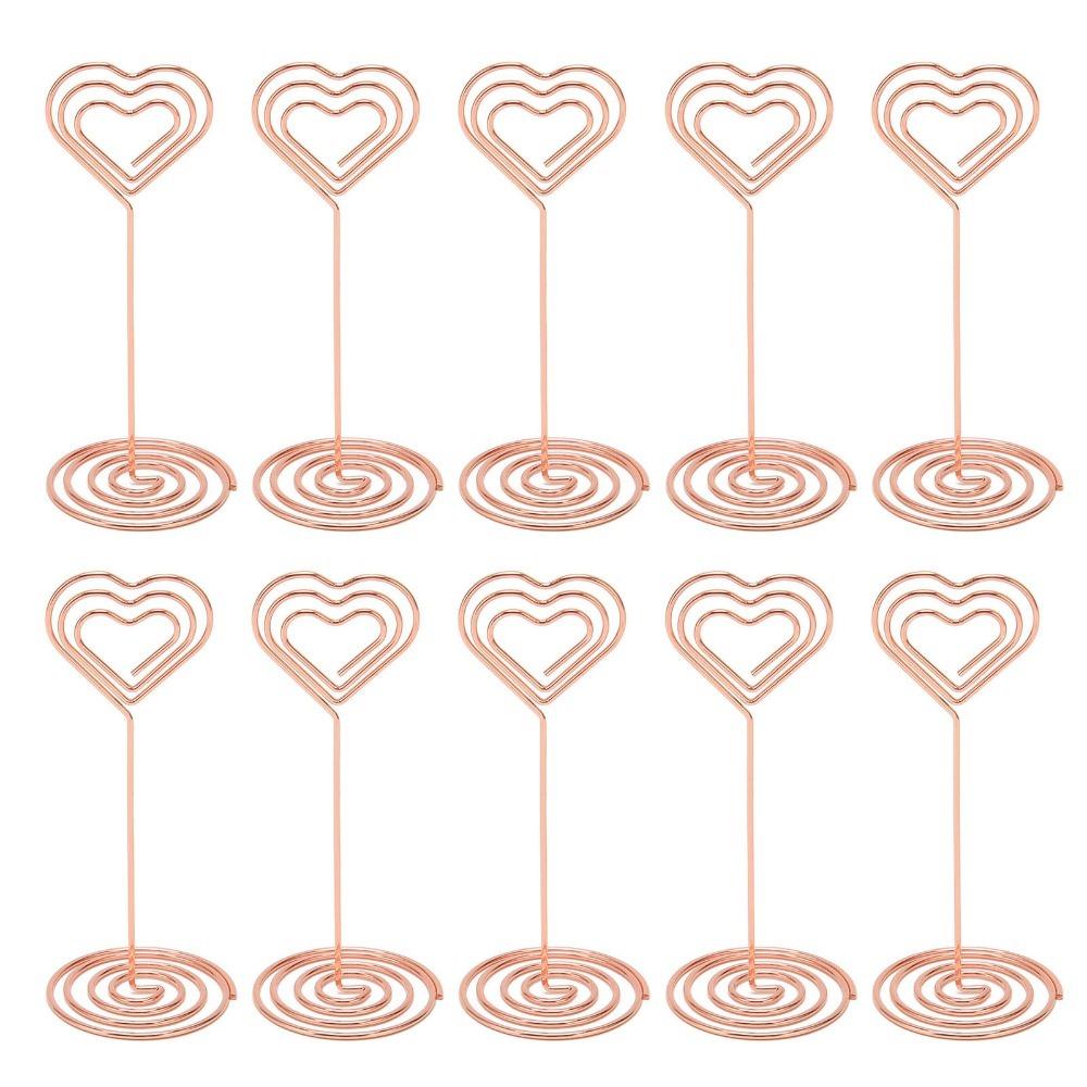 10Pcs Heart Shape Table Number Stands Gold /Rose Gold Name Card Holder Home Centerpiece
