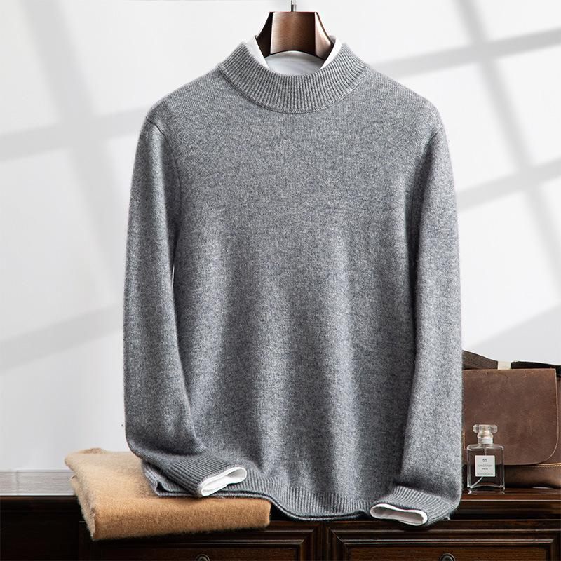 Cashmere sweater, semi-turtleneck sweater, loose and thickened long-sleeved bottomed knitted sweater, with a new top inside.