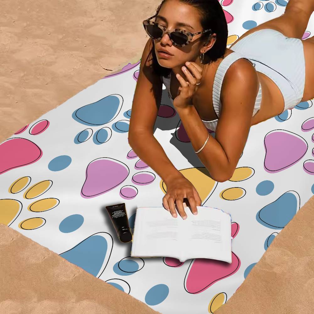 Animal Paw Print Microfiber Beach Towel Absorbent Quick Dry Soft Yoga Swimming Resort Mountain Climbing Towel