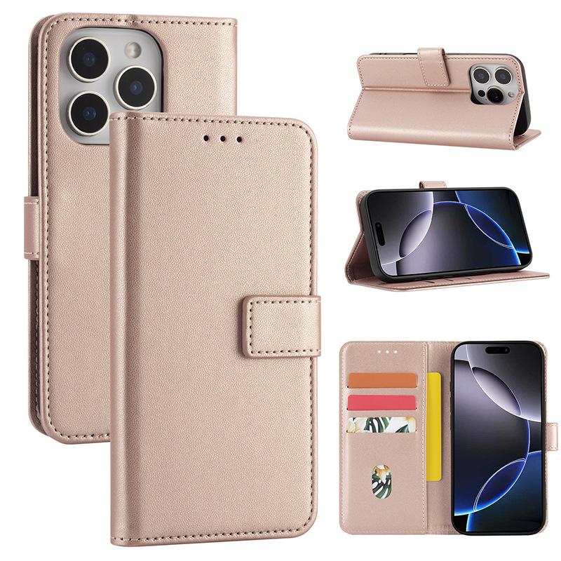 The new fashionable solid color simple mobile phone protective case is suitable for Apple 16promax folding case.
