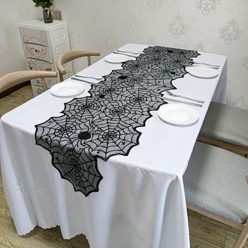 Halloween Table Runner, Tablecloth, Spider Web Dinner Table, Lace Spider Web Table Runner, Halloween Decoration, Table Cover, Halloween Party Decorati
