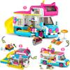 3-in-1 Cat Car Building Set, Girls Camper Van Building Block Sets, Ice Cream Truck City Bus Building Toys with Slide and Stickers, Gifts for Kids