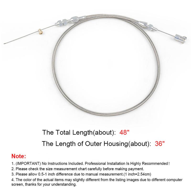 36" Throttle Gas Cable Kit Stainless Steel Braided For 97-07 Chevrolet/Chevy LS1 Engine 4.8L 5.3L 5.7L 6.0L
