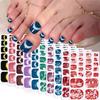 5sheets 3D Glitter French Toenail Full Wraps Shiny Purple Blue Black Red Toe Gel Nail Stickers Self-Adhesive Toenails Strips D#5