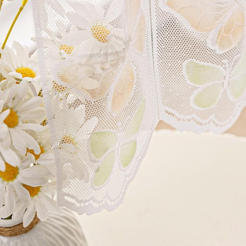 Translucents Laces Short Valance Butterfly Design Tulle Short Curtain for Bedroom Living Room Dining Room Window