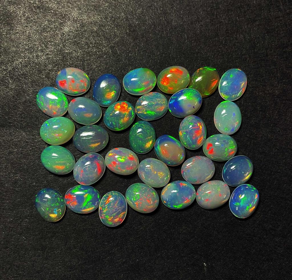 Natural Good Quality Ethiopian Opal Oval Cabochon Loose Gemstone Lot 10 Pcs 7*9 MM Opal Cabochon Gemstone For Jewelry Making