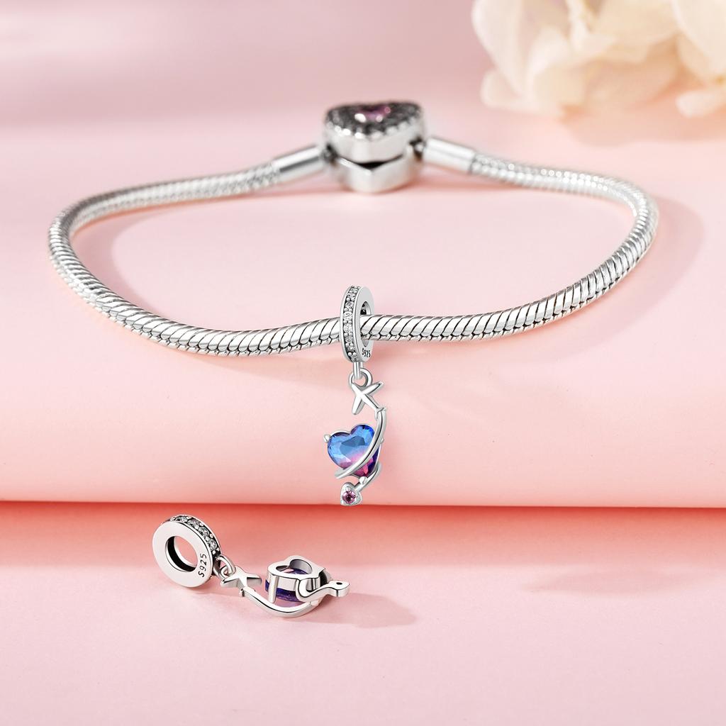 Beads Copper Charms Original Blue Airplane Heart Pendant Beads Fit Bracelet Jewelry Diy Women Fine Gift Accessory