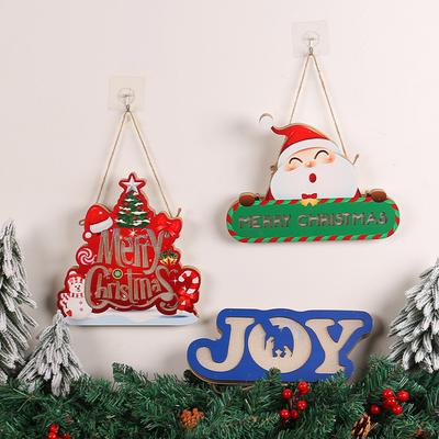 LED Lighted Christmas Door Sign Christmas Joy Door Hanger Santa Cluas Xmas Pendants Christmas Tree Hanging Sign for Front Door