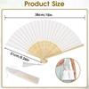 White Folding Hand Fan, Chinese Handheld Fan with Tassel Wooden Charming, DIY Blank Paper Fan Elegant Vintage Retro Style for Women Dance Party Home,