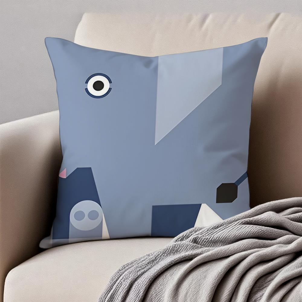 Minimalist Simple Animal Anime Art Cushion Cover Pillowcase Antidustmite Invisible Zipper Short Plush Sofa Cushion