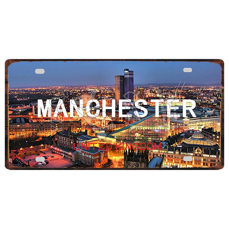 YZFQ30X15CM Bonn Rotterdam Manchester City Retro Tin Metal Sign Travel Souvenir Wall Pub Shop Home Garage  Art Decor  DC-1297B