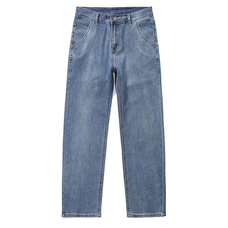 Summer Trend New Tencel Cotton Denim Thin Wide-leg Style Loose Straight High-end Soft Eight-quarter Pants Fashion