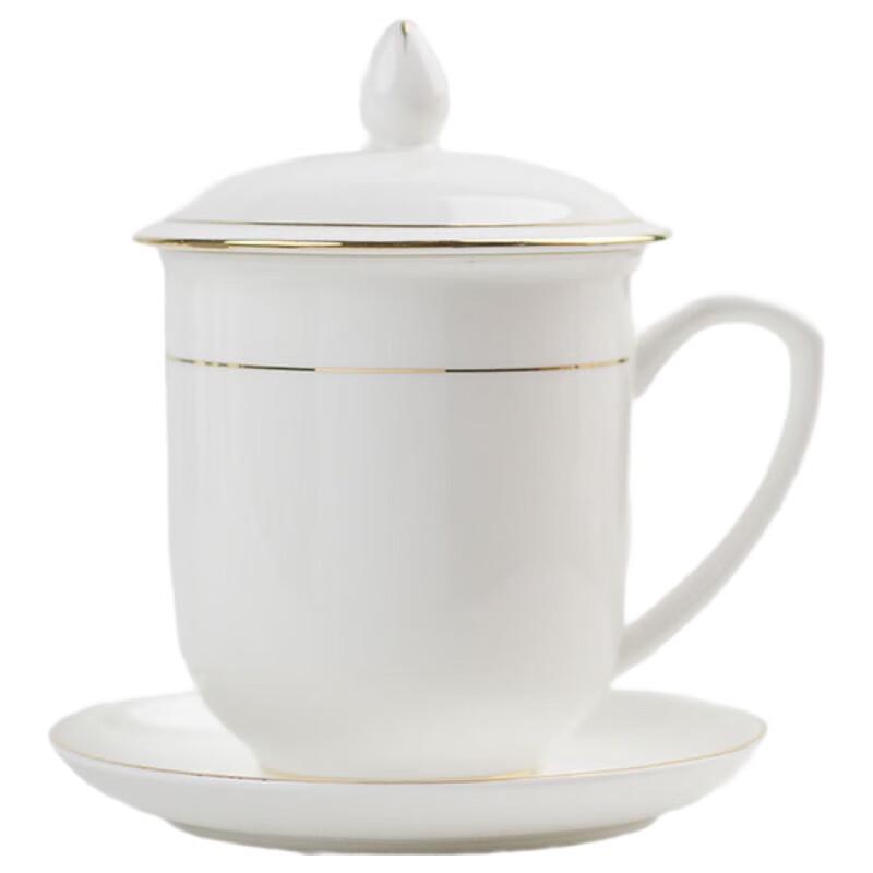 Xiaoyueya Gold-Rimmed Ceramic Tea & Office Cup