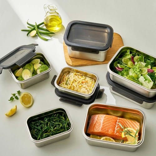 Bestco Stainless Steel Storage Container, Microwave, Oven, and Dishwasher Safe, 1.2L, Rectangular, Silver, Lock & Lock, Stainless Hard, LST515