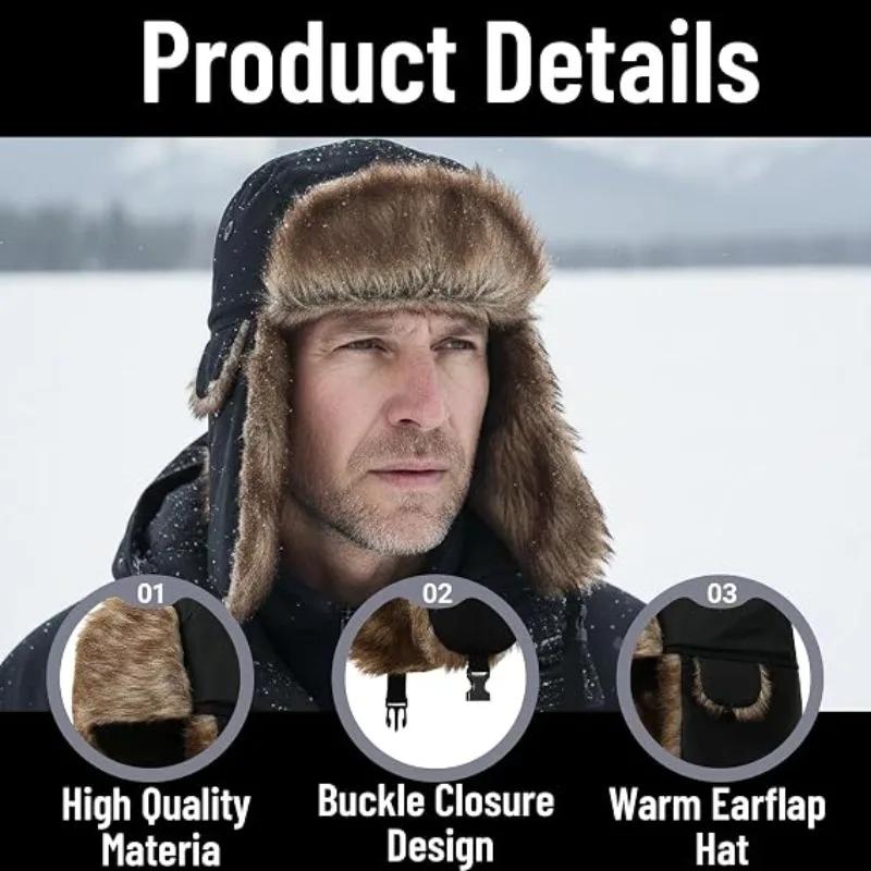 Earflap Flaps Winter Warm Hat for Men's Women Trapper Cap Aviator Trooper Russian Ski Hat Bomber Cap Waterproof Cold Pilot Hats