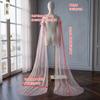 Detachable Off Shoulder Ruffle Tulle Long Train Arm Sleeves Maxi Floating Sheer Bridal Cuffs For Strapless Mermaid Wedding Gown Photoshoot