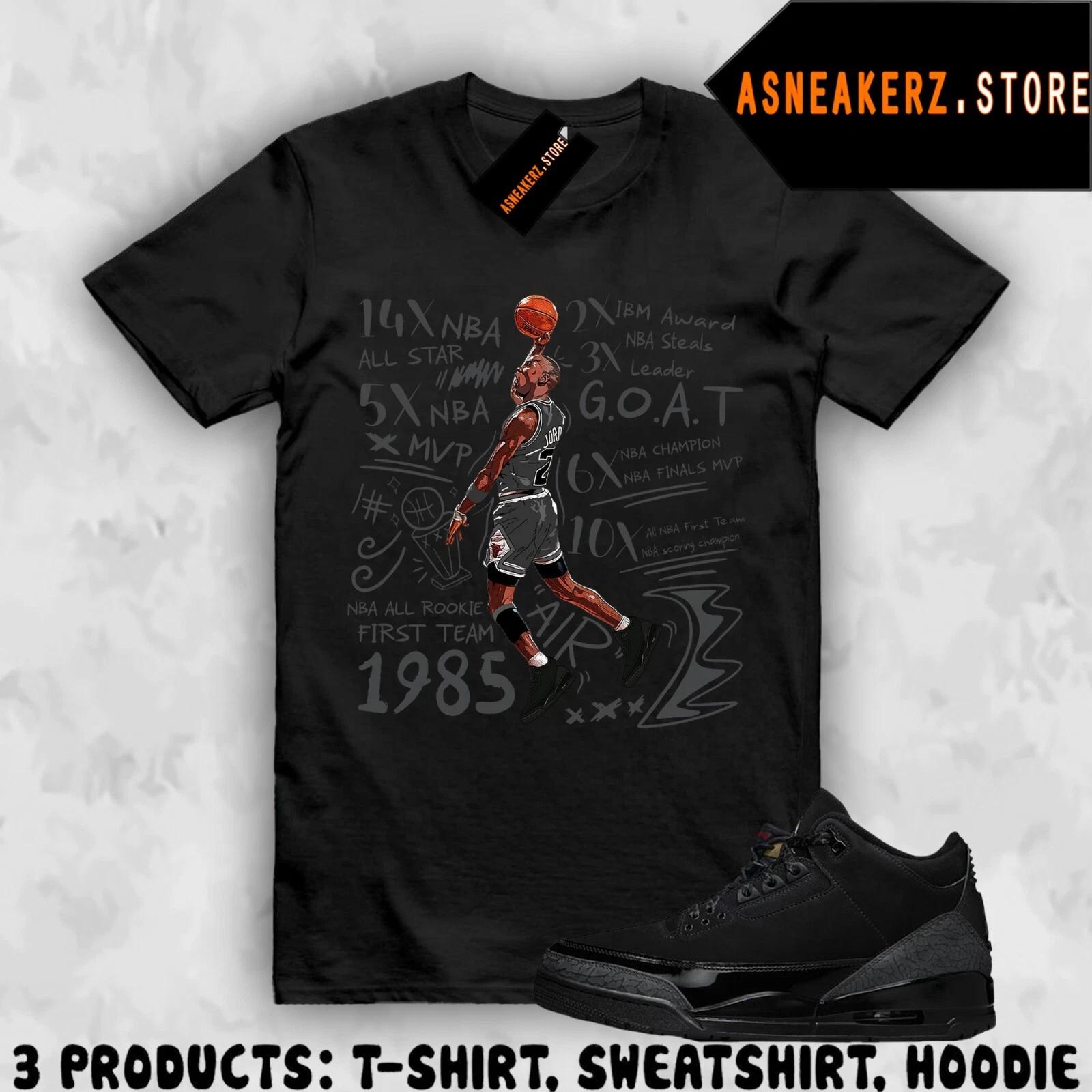

Shirt To Match AJ 3 Black Cat Sneaker Matching Tee MJ 23 Accolades T-Shirt L