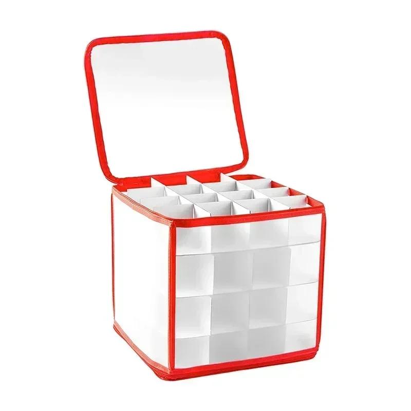 Green Speckle Christmas Ball Storage Box 64-Compartment Christmas Ornament Storage Organizer with Handles Organizing Decorations