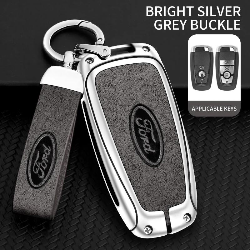 Car Sticker New 2025 Hot Leather Car Key Case Cover Shell For Ford Fusion Edge Mustang Explorer Expedition Bronco Ecosport Range