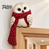 Woodland Animal Door Corner Decor Wooden Owl Topper, Sitter Decor, Whimsical Three Dimensional Bird Sculpture Ornament for Frame, Bookshelf,