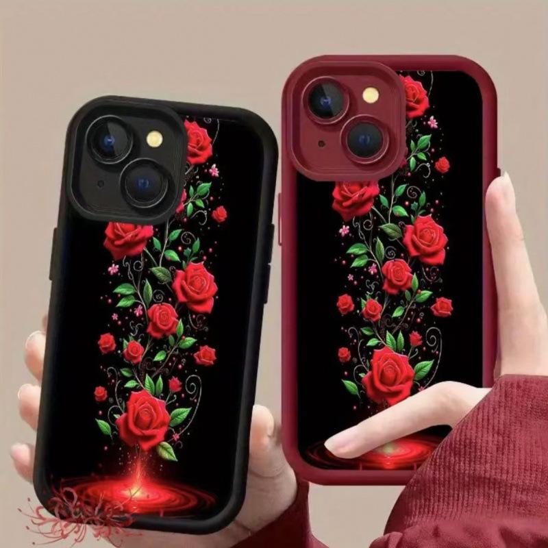 Elegant Red Rose Phone Case for Apple 16/15/14 Pro/15 Pro Max/13/12 Models