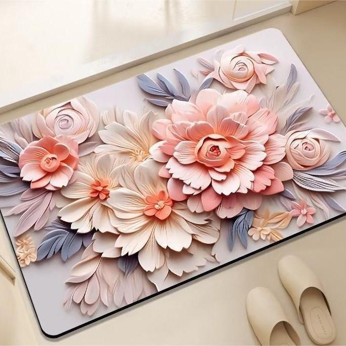 

Кухонные коврики с цветочным принтом, водонепроницаемые, нескользящие, толстые, амортизирующие, кухонный коврик для тяжелых условий эксплуатации, комфортный коврик для стояния на кухне 40*60cm